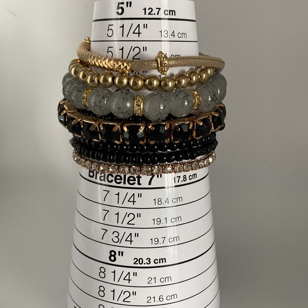 Bohemian Bracelet New Stretch Stackable Black & G… - image 3
